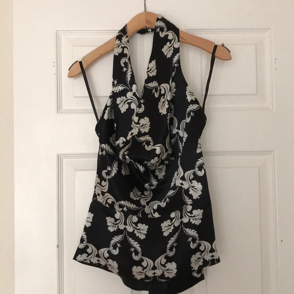 Silk backless cowl neck halter